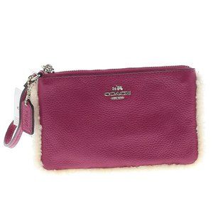 Coach Shearling/Leather Wristlet